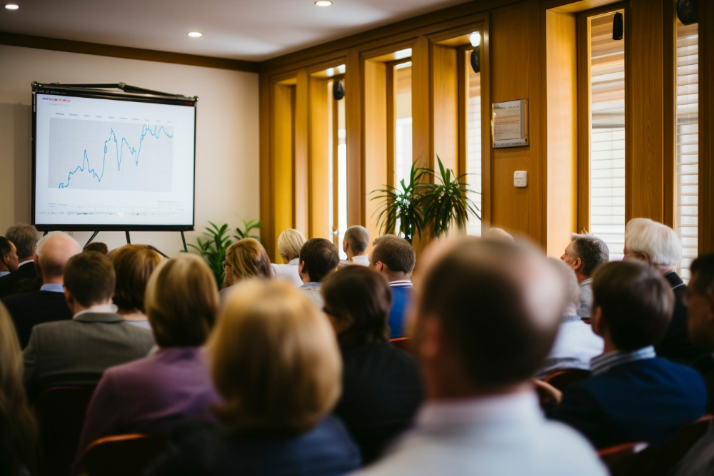 Profesjonalne nagłośnienie sali konferencyjnej podczas wydarzenia biznesowego